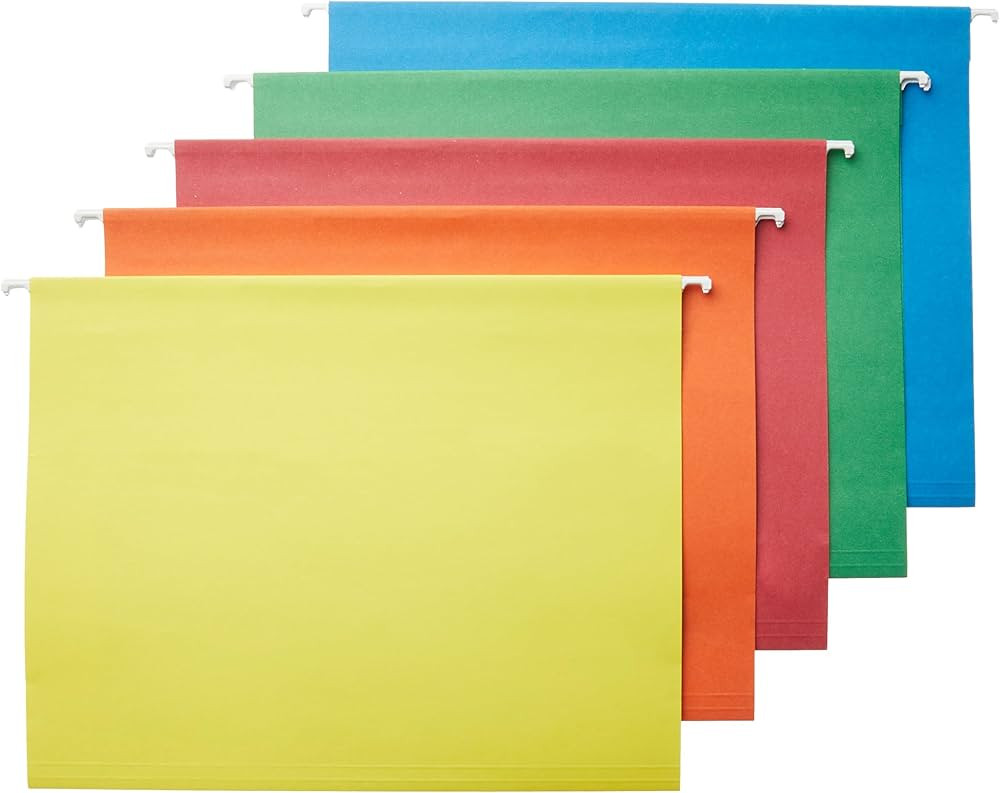 Amazon Basics Hanging Organizer File Folder, Letter Size, Assorted Colors (Pack of 25) | Amazon (US)
