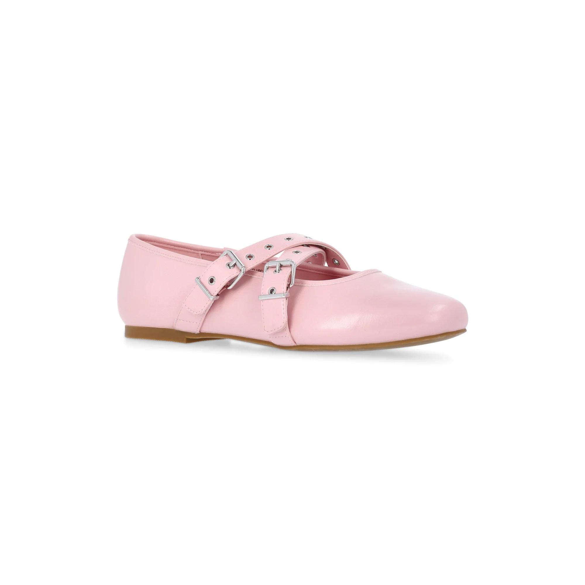 No Boundaries Mary Jane Ballet Flats with Cross-Band Buckle Strap, Women’s | Walmart (US)