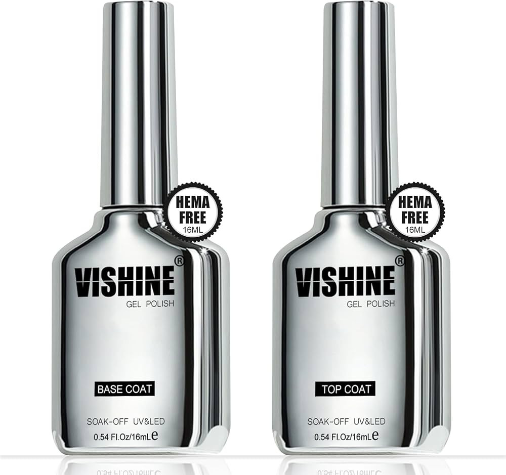 Vishine 2Pcs 0.54Oz Gel HEMA FREE Top Coat and Base Coat for Gel Nail Polish Color No Wipe Top Co... | Amazon (US)