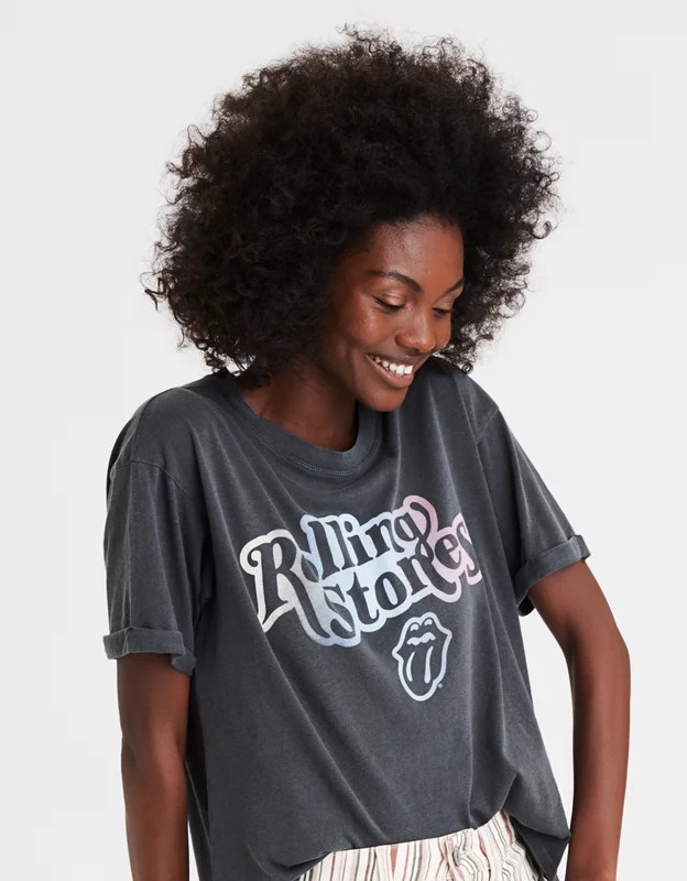 AE Rainbow Rolling Stones Graphic T-Shirt | American Eagle Outfitters (US & CA)