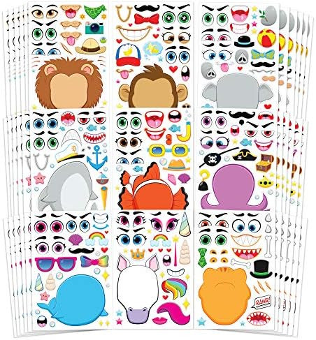 JOYIN 36 PCS Make-a-face Sticker Sheets Make Your Own Animal Mix and Match Sticker Sheets with Safar | Amazon (US)