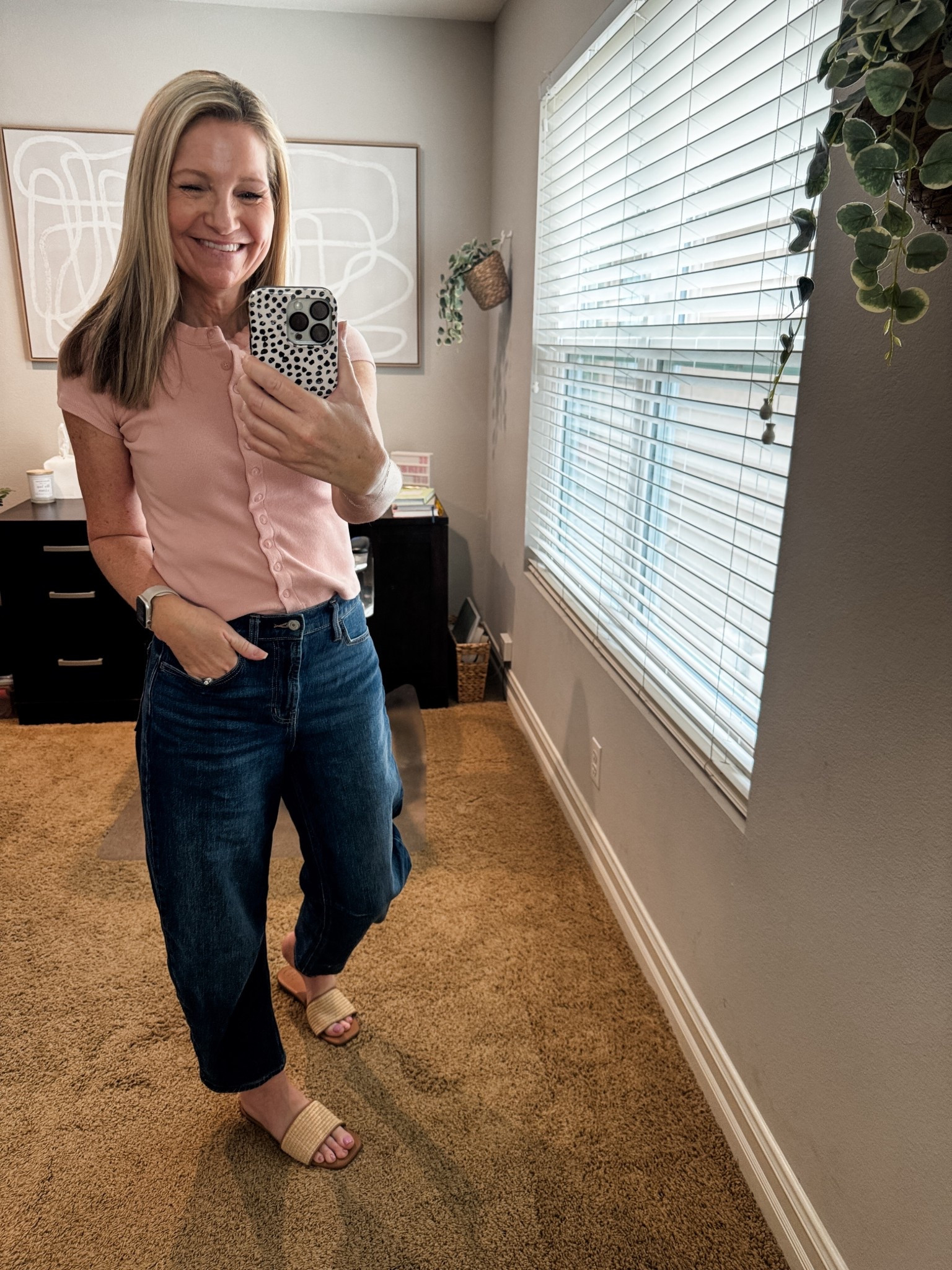 Tuesday work from home outfit in my Old Navy barrel jeans and Target tee. My neutral sandals are Target favorites as well. 

#LTKootd #LTKOver40 #LTKSeasonal