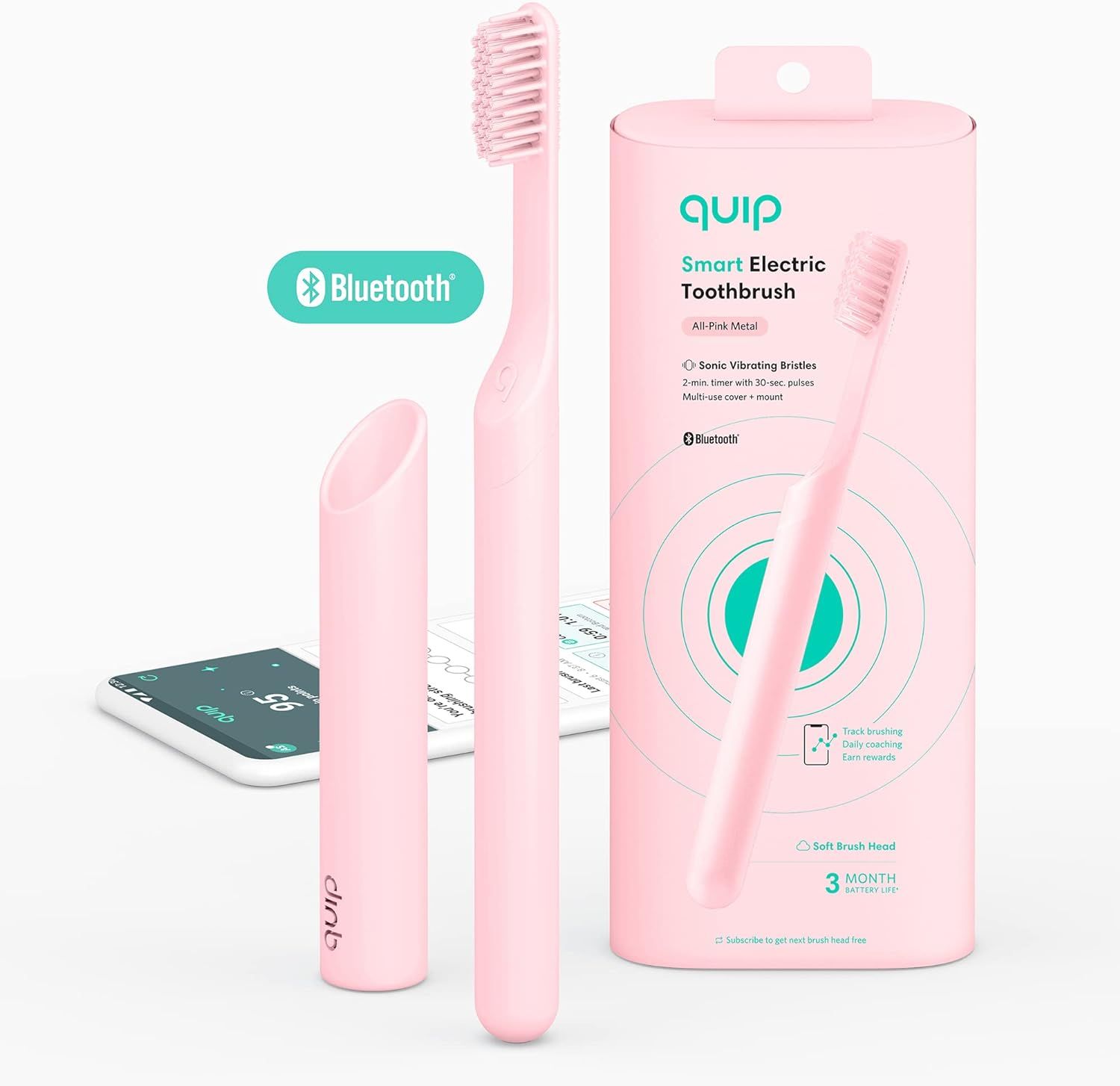 quip Adult Smart Electric Toothbrush - Sonic Toothbrush with Bluetooth & Rewards App, Travel Cove... | Amazon (US)