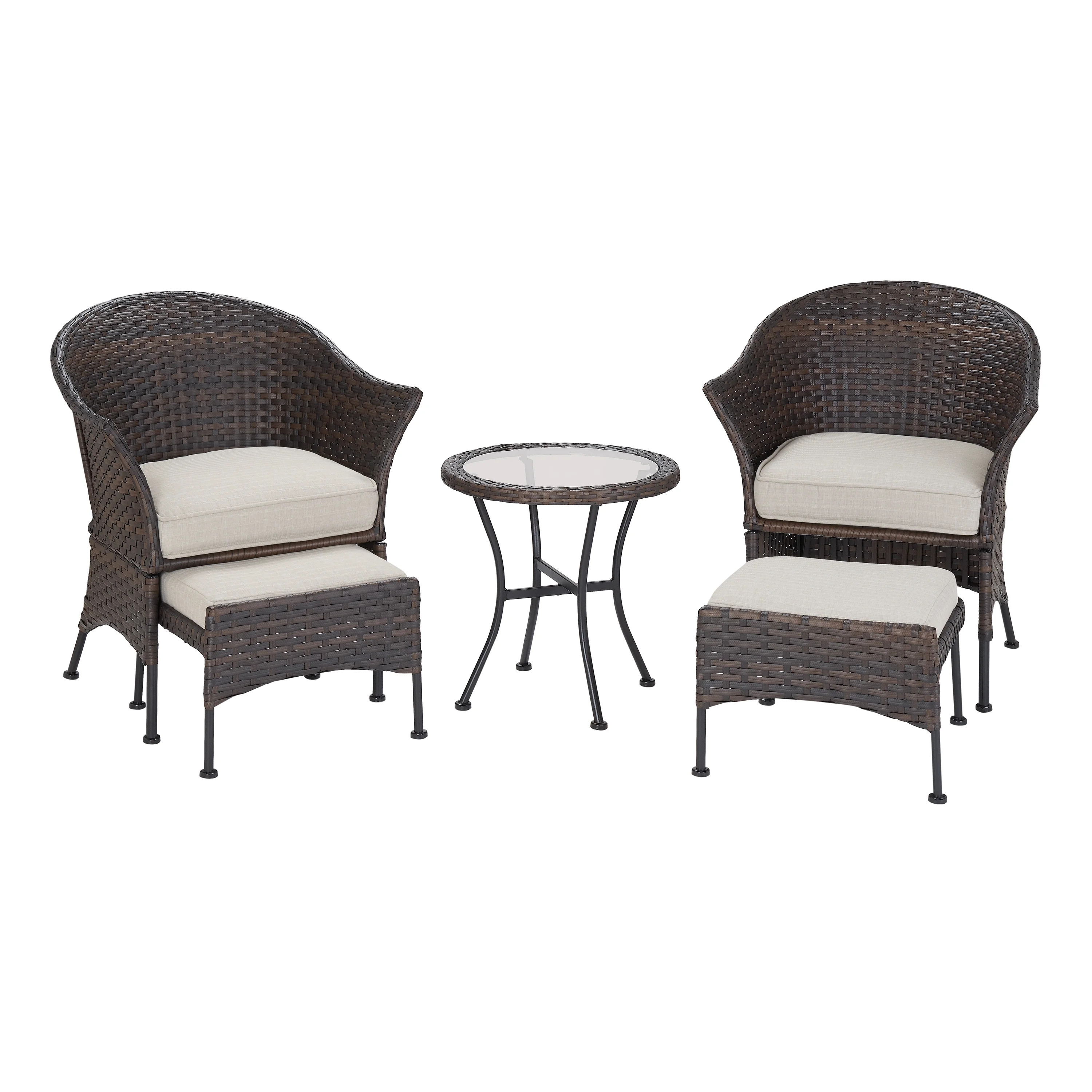 Mainstays Arlington Glen 5 Piece Outdoor Furniture Patio Leisure Set, Beige - Walmart.com | Walmart (US)
