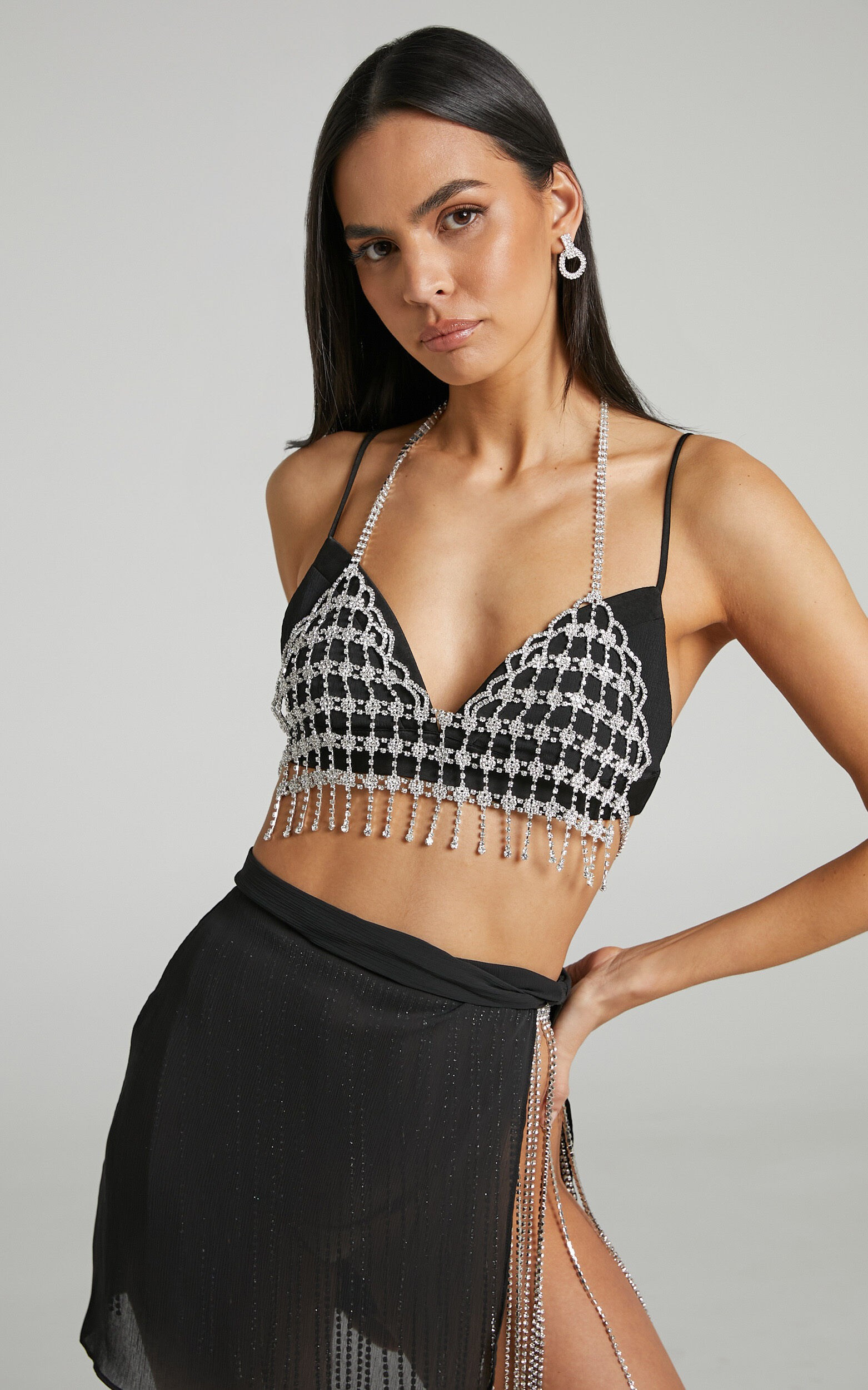 Jessup Diamante Bralette in Silver Diamante | Showpo (US, UK & Europe)