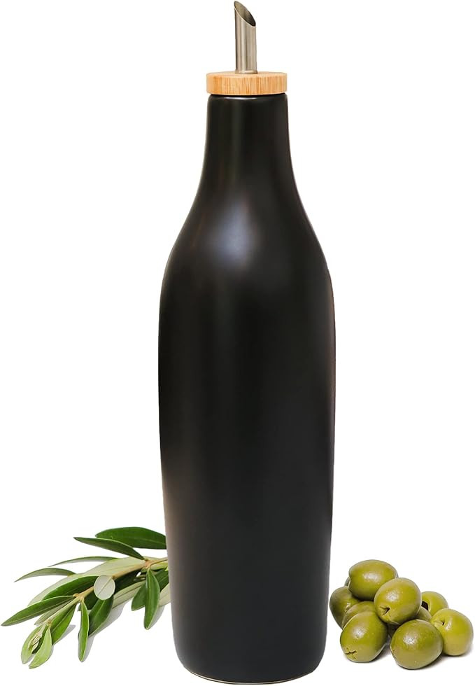 Grace Homewares Olive Oil Dispenser Bottle Stoneware Ceramic for EVOO or Vinegar | Modern Design ... | Amazon (US)