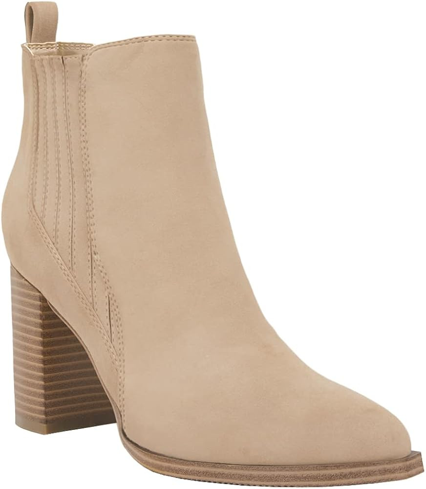 Juliet Holy Womens Pointed Toe Chunky Block Heel Boots Slip-on Mid Heels Casual Ladies Office Dress  | Amazon (US)