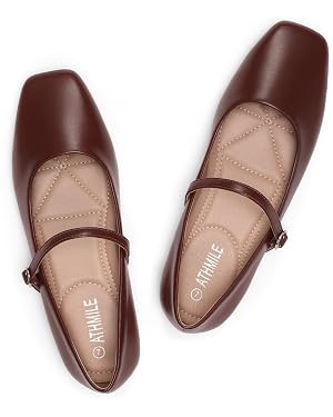 ATHMILE Mary Jane Shoes Women Ballet Flats Shoes for Women Slip on Comfortable Dressy Adjustable ... | Amazon (US)