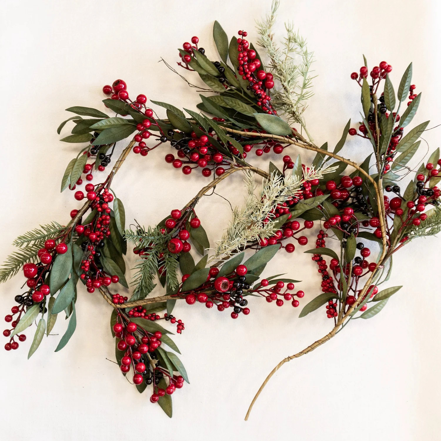 72" Spruce Garland w/Red Berries & Pinecones | Eco Chic Home