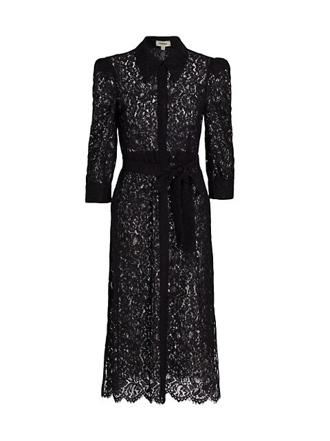 L'AGENCE Kayla Lace Belted Shirtdress | Saks Fifth Avenue