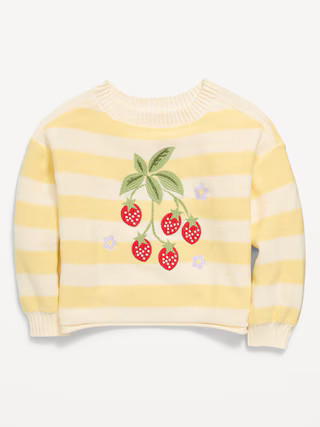 Oversized Long-Sleeve Embroidered Sweater for Girls | Old Navy (US)