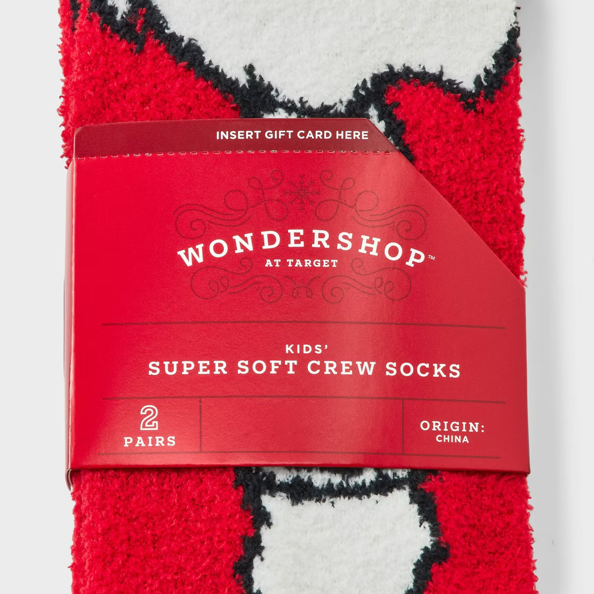Kids' 2pk Santa & Plaid Cozy Crew Socks with Gift Card Holder - Wondershop™ Red/Navy Blue | Target