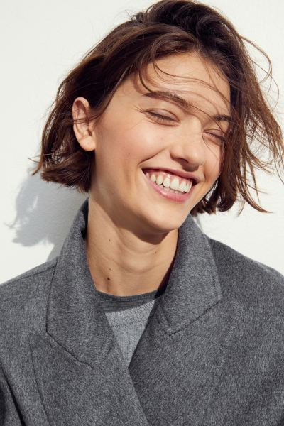 Mantel aus Wollmix - Dunkelgrau - Ladies | H&M AT | H&M (DE, AT, CH, NL, FI)