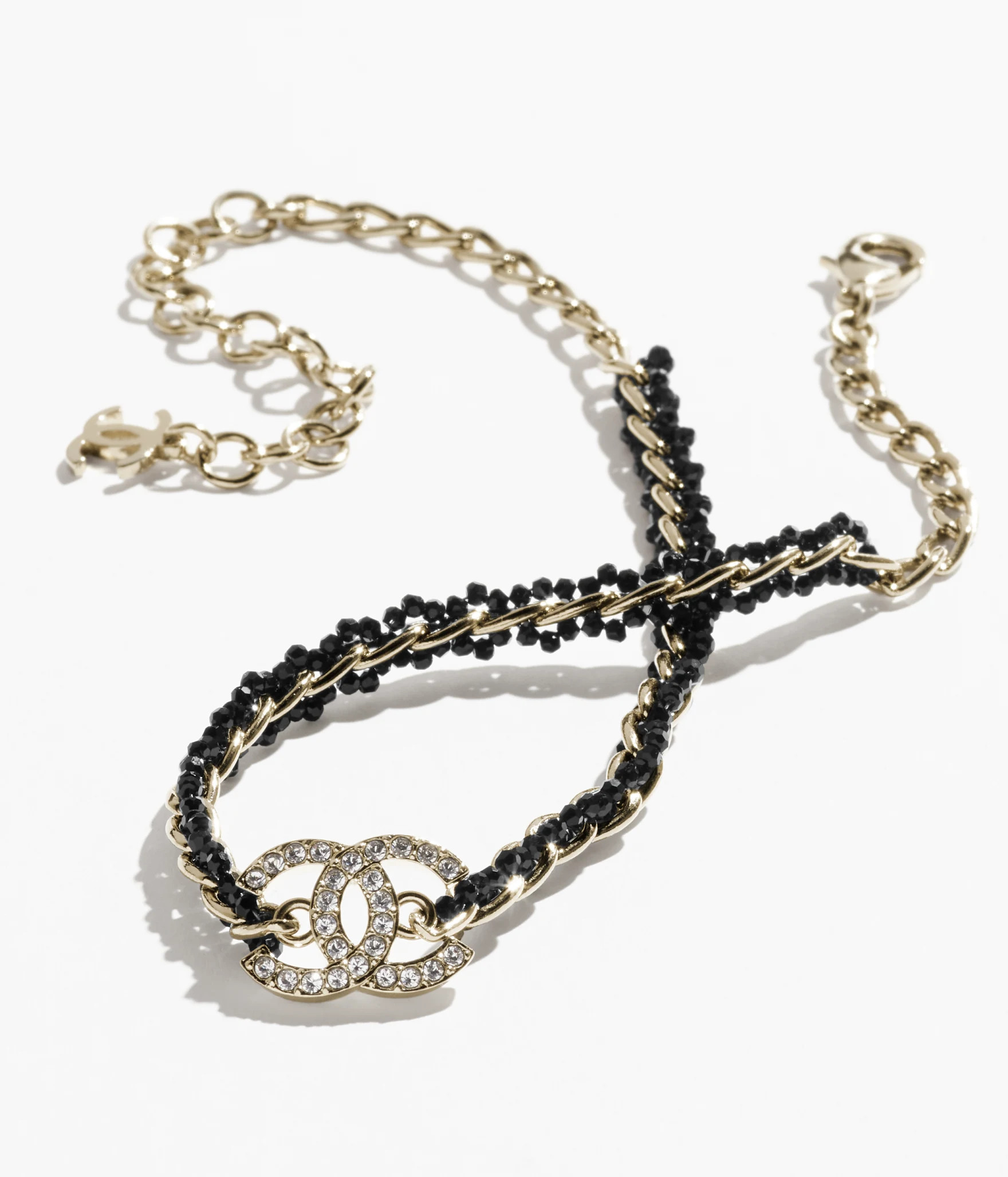 Choker - Metal, glass pearls & strass, gold, black & crystal — Fashion | CHANEL | Chanel, Inc. (US)