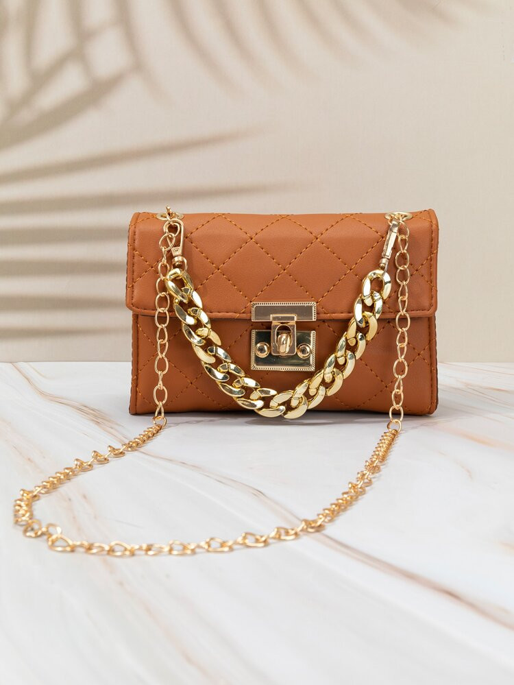Mini Stitch Detail Chain Flap Square Bag | SHEIN