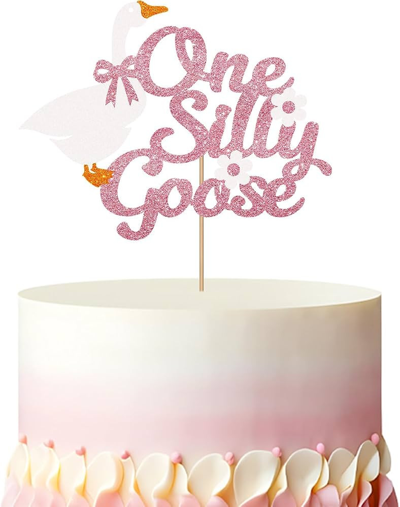 One Silly Goose Cake Topper, Goose 1st birthday Cake Topper, Pink Glitter Silly Goose Cake Decor ... | Amazon (US)