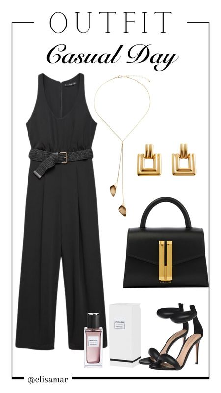 Outfit Idea Casual | This black jumpsuit is a new fav. It is a versatile outfit paired with either heels or flats. Check out @elisamar for cute spring outfit ideas on a budget.

#LTKsalealert #LTKstyletip