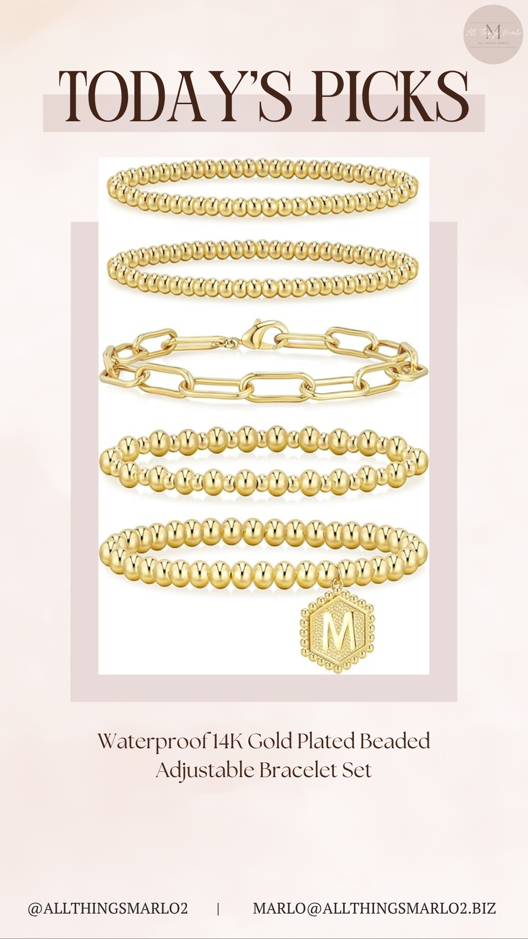 Waterproof 14K Gold Plated Beaded Adjustable Bracelet Set 

 #LTKSeasonal #LTKWorkwear #LTKTravel