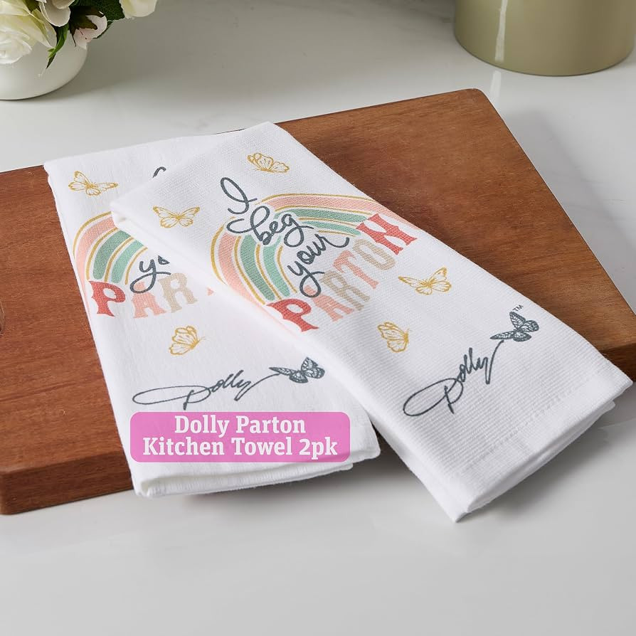 Dolly Parton I Beg Your Parton Towel Set - 100% Cotton Soft Durable Dishtowel D\u00e9cor with Dol... | Amazon (US)