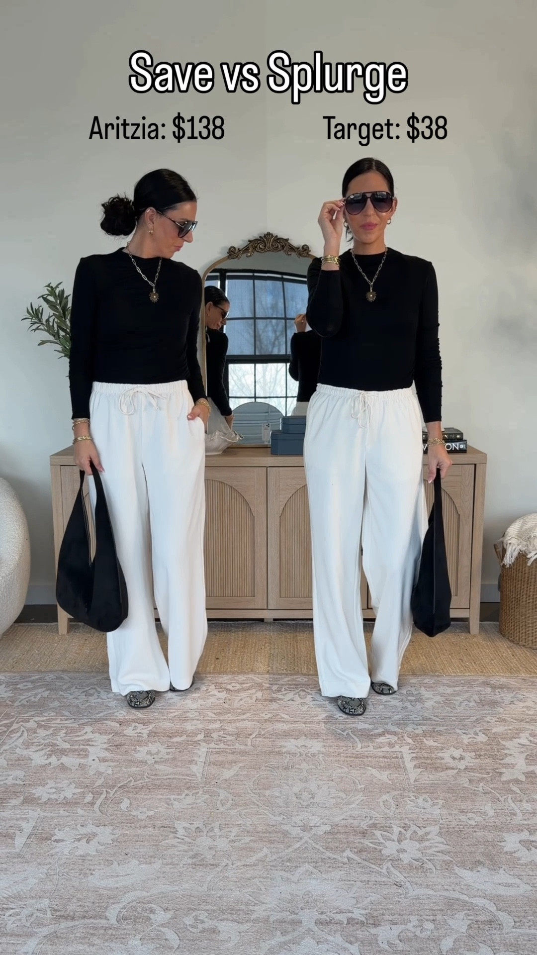 The viral Aritzia lodge pants vs the Target  
Both are a small long and stunning for any vacation or even heading into spring 
Tee- small 
Thatch jewlery 

#LTKFindsUnder50 #LTKU #LTKOver40

#LTKFindsUnder100