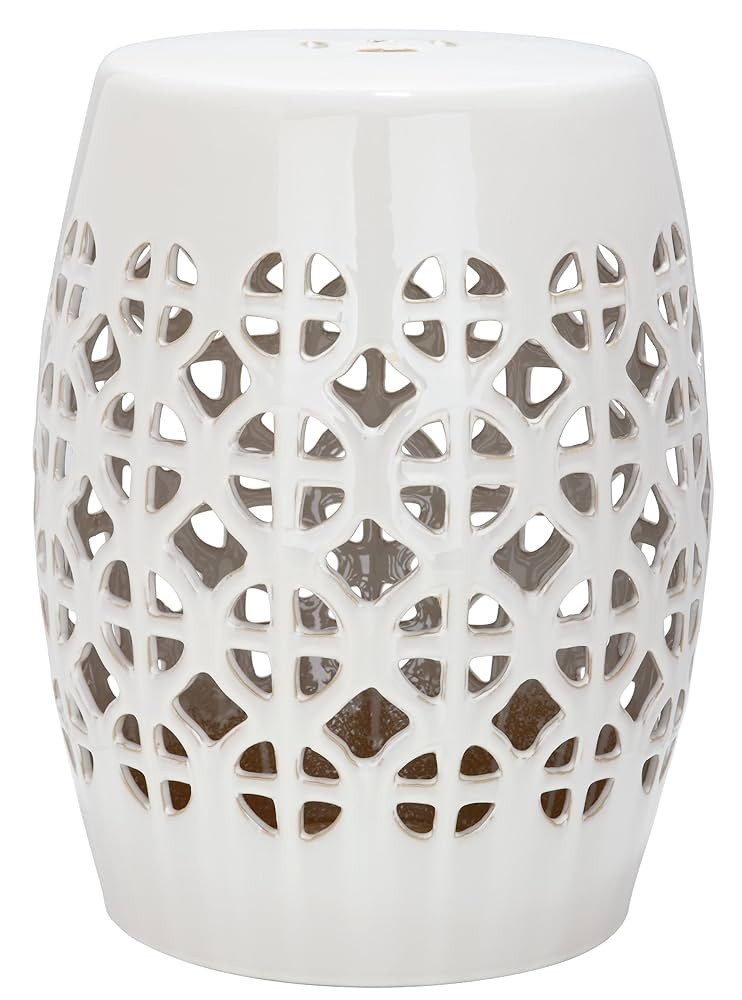 SAFAVIEH ACS4508B Circle Lattice Ceramic Decorative Garden Stool, 0, Cream | Amazon (US)