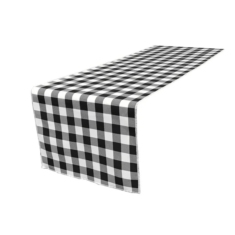 LA Linen Polyester Gingham Checkered 14 by 108-Inch Table Runner, Black and White - Walmart.com | Walmart (US)