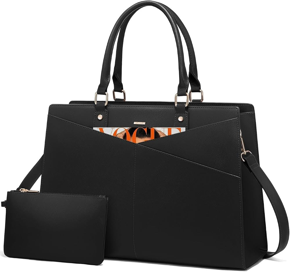 LOVEVOOK Laptop Tote Bag for Women, Leather Business Office Work Bag Computer Briefcase with Smal... | Amazon (US)
