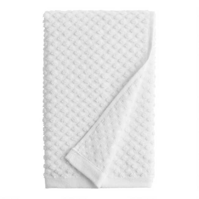 Dione White Sculpted Dot Hand Towel | World Market