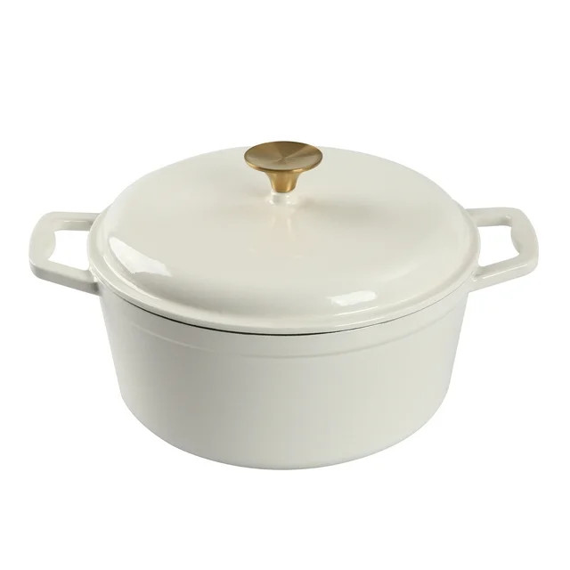 Mainstays 4.75 Quart Round Enameled Cast Iron Dutch Oven with Lid White | Walmart (US)