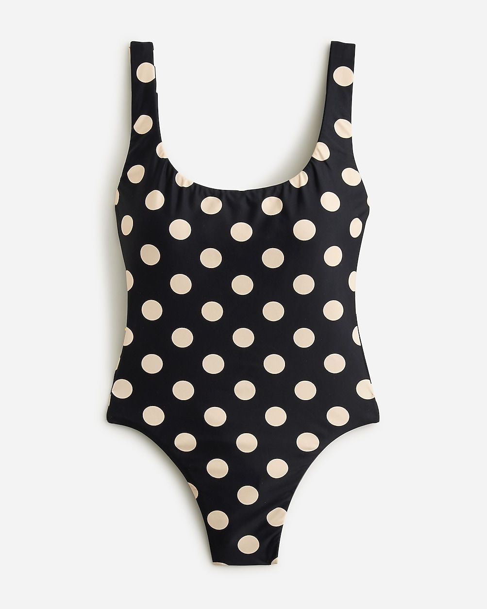 Long-torso scoopneck one-piece swimsuit in reversible dot-stripe print | J.Crew US