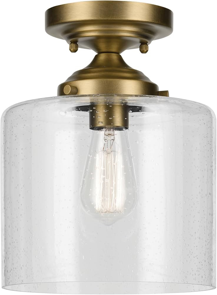 KICHLER Winslow 8.5" 1-Light Semi Flush with Clear Seeded Glass in Natural Brass for Secondary En... | Amazon (US)