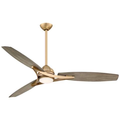 65" Minka Aire Molino Soft Brass Wet Location LED Smart Fan | Lamps Plus