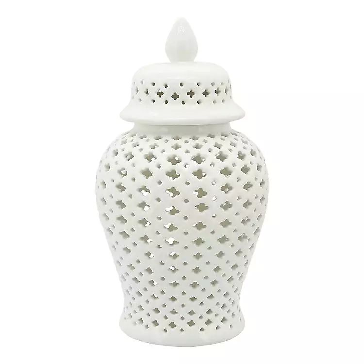 New! White Cut Out Clover Ceramic Vase, 17 in. | Kirkland's Home