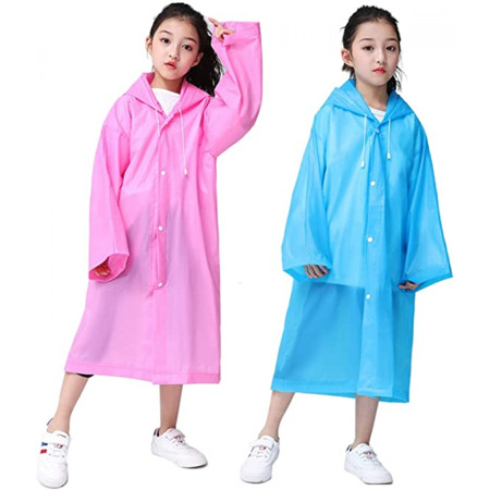 AVEKI Kids Rain Poncho 2 Pack Reusable Raincoat Rain Jackets for 6-14 Girls Boys Pink+blue | Walmart (US)