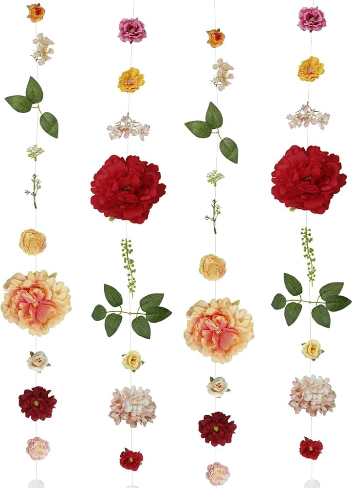 2 Pcs Flower Garland for Backdrop Faux Silk Wildflower Garland Floral Vines 6ft Artificial Hangin... | Amazon (US)