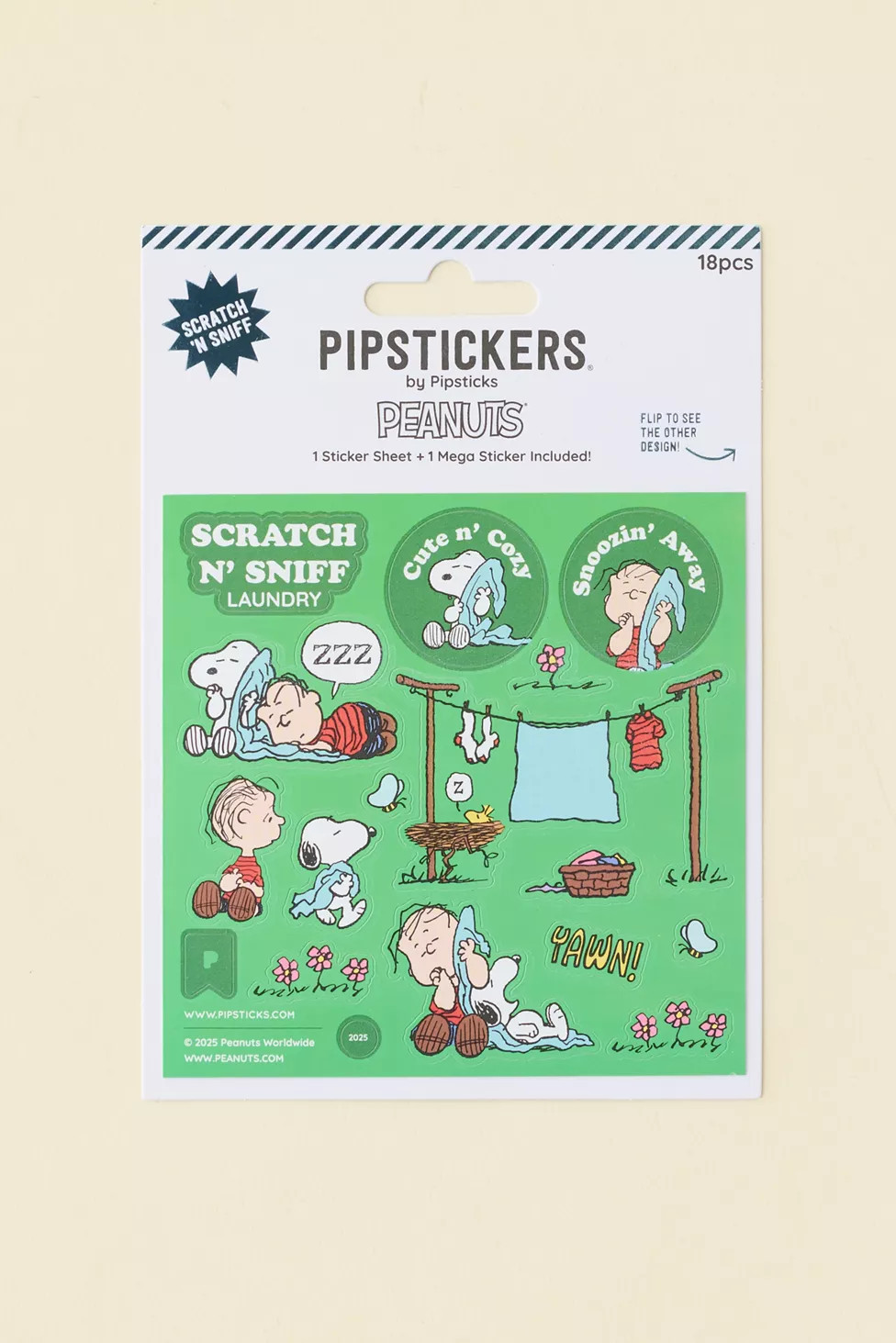 PIPSTICKS Peanuts Snoopy Laundry Day Scratch 'n Sniff Scented Sticker Set | Urban Outfitters (US and RoW)
