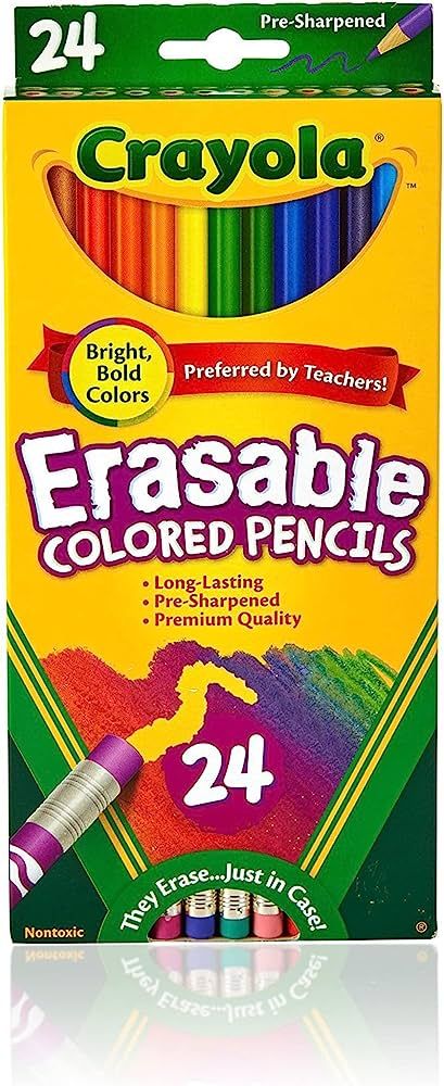 Crayola Erasable Colored Pencils, Kids At Home Activities, 24 Count, Assorted, Long | Amazon (US)
