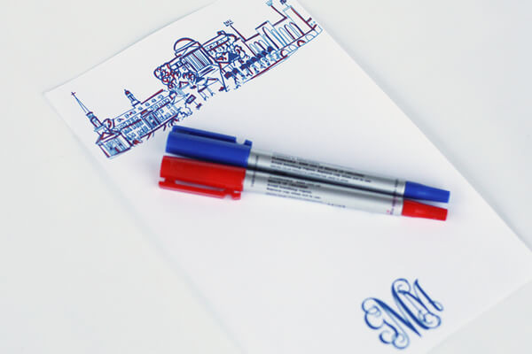 Personalized Notepad Set {Southern Methodist University Campus Skyline Landmarks-Dallas, Texas} | Two Funny Girls