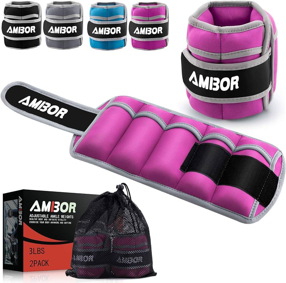 AMBOR Ankle Weights, 1 Pair 2 3 4 5 Lbs Adjustable Leg Weights, Strength Training Ankle Weights f... | Amazon (US)