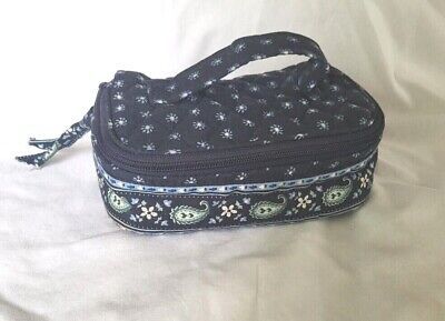 Vera Bradley Small Zippered w/Handle Cosmetic Jewelry Travel Bag Blue Paisley | eBay US