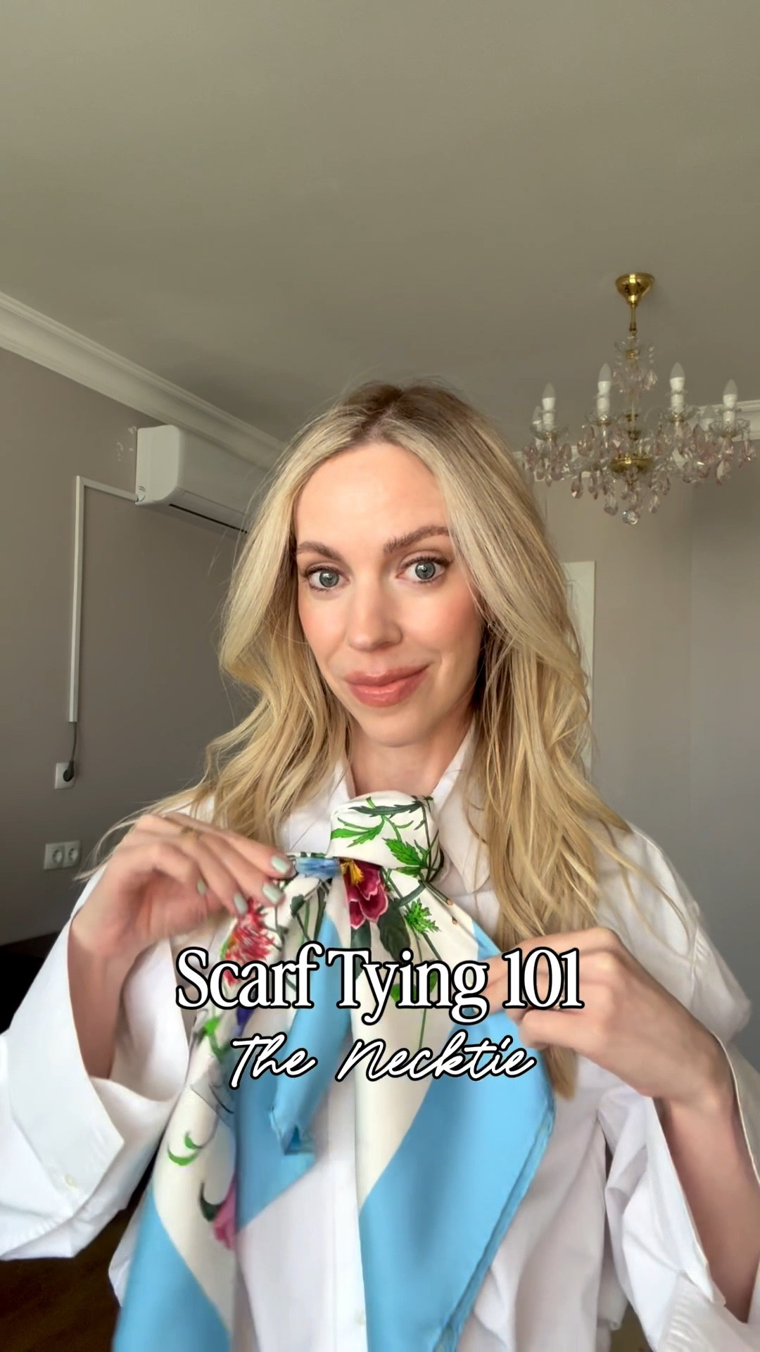 Silk scarf tutorial, silk scarf outfit, scarf tying, spring workwear