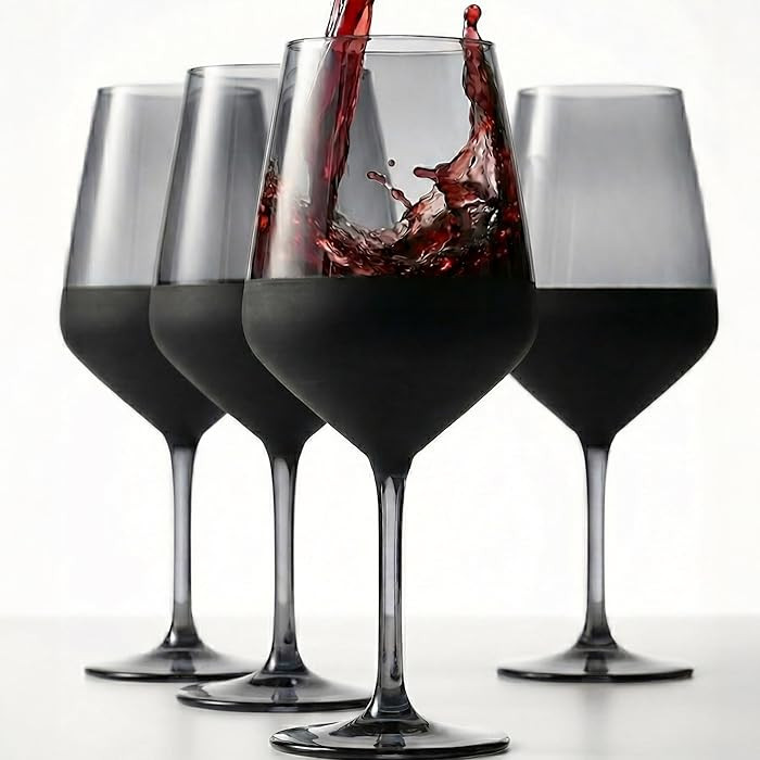 RAKLE Wine Glasses Set of 4, 14.3oz Modern Colored Drinking Tumblers for Red White Rose Wine and ... | Amazon (US)