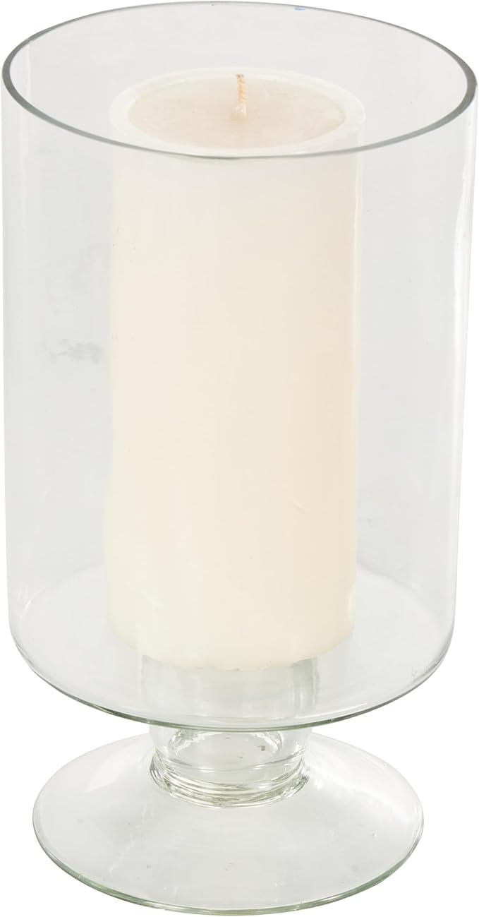 Deco 79 Glass Wide Candle Holder with Elevated Base, 5" x 5" x 9", Clear | Amazon (US)