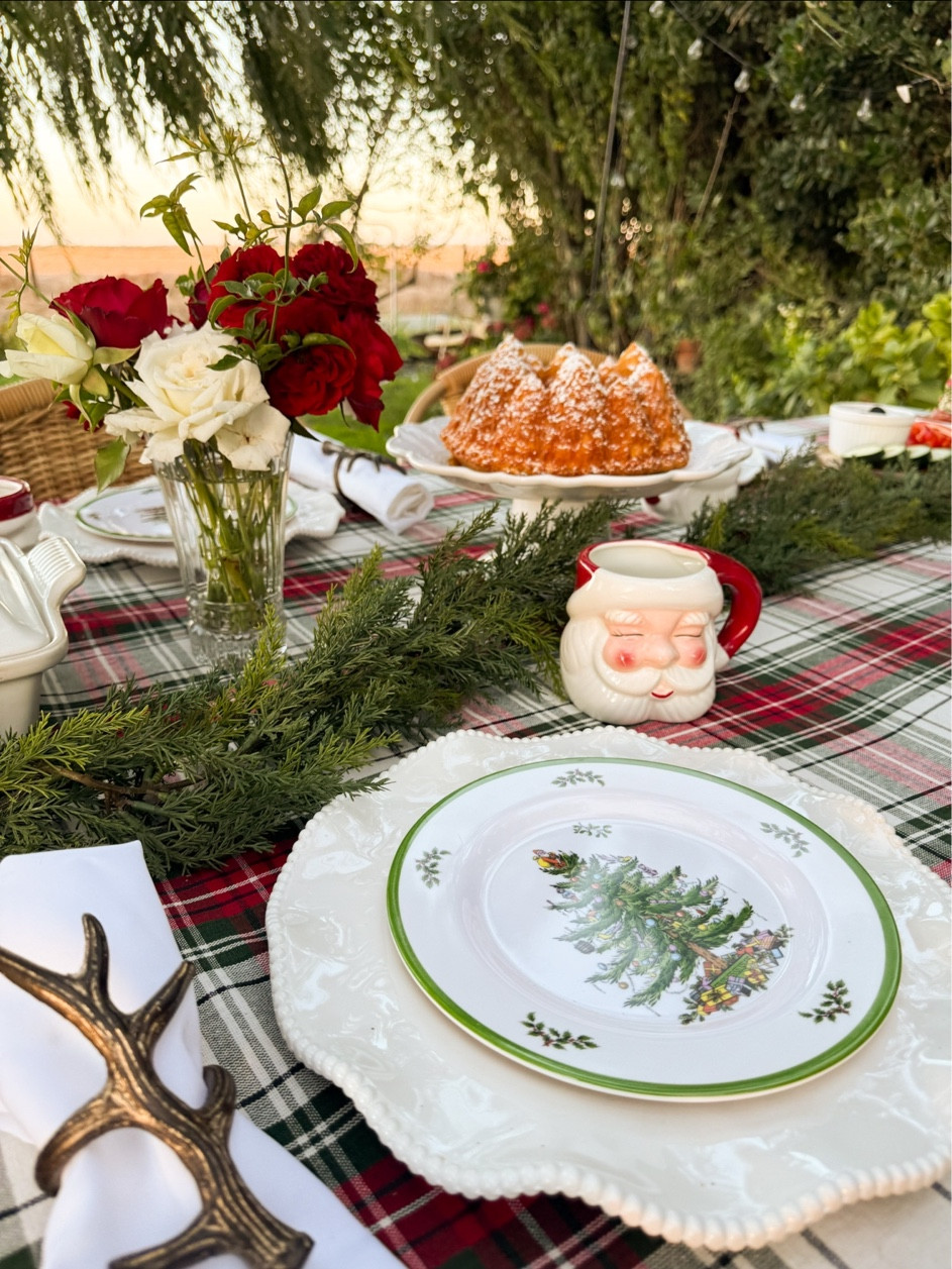 @Wayfair has everything you need to create the perfect Christmas tablescape! These classic Spode Christmas plates are now available in melamine! They are gorgeous, durable and are dishwasher-safe! They pair well with my plaid tablecloth, antler napkins, forest bundt cake, Santa mug, pretty faux garland and that’s just the beginning! #wayfairpartner #wayfair #onlyatwayfair #ad #paidlink

#LTKParties #LTKHome #LTKHoliday