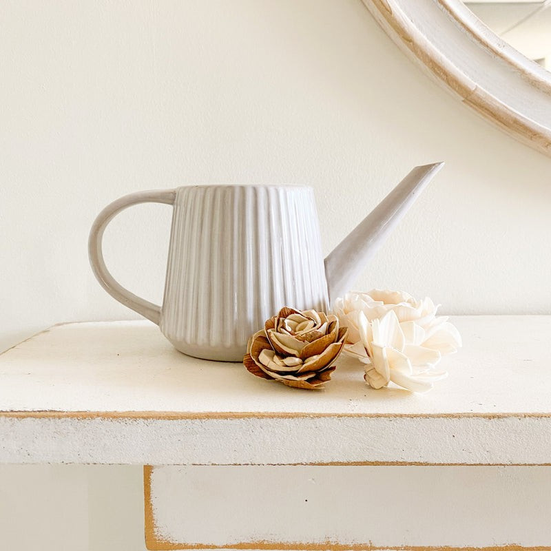 Fluted Stoneware Watering Can | Purple Rose Home