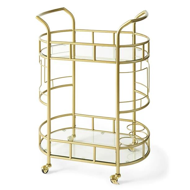 Better Homes & Gardens Fitzgerald Bar Cart with Matte Gold Metal Finish, 2-Tiers | Walmart (US)
