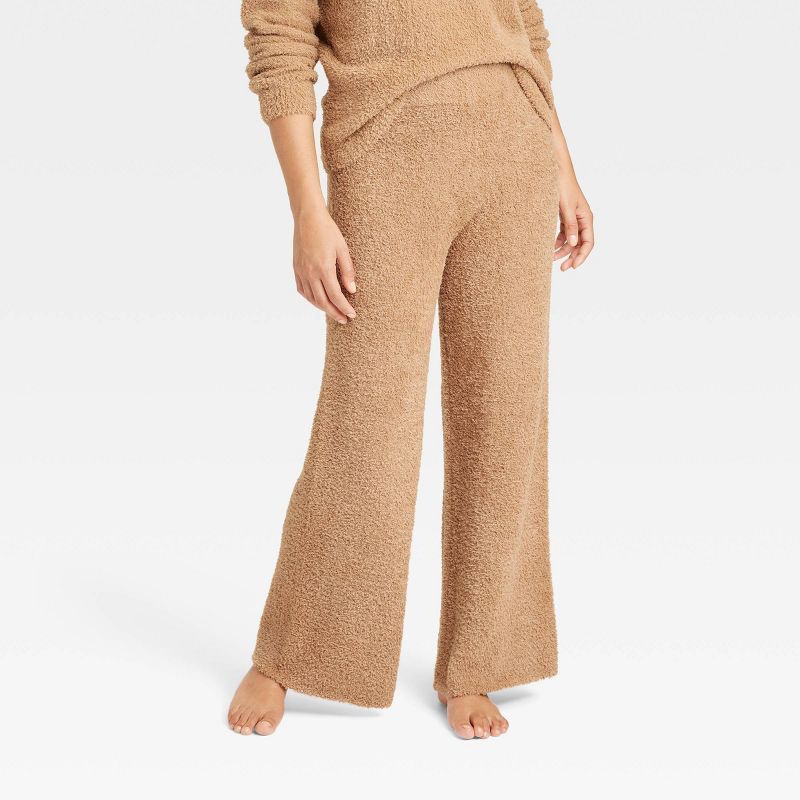 Women&#39;s Cozy Feather Yarn Wide Leg Pants - Stars Above&#8482; Brown L | Target