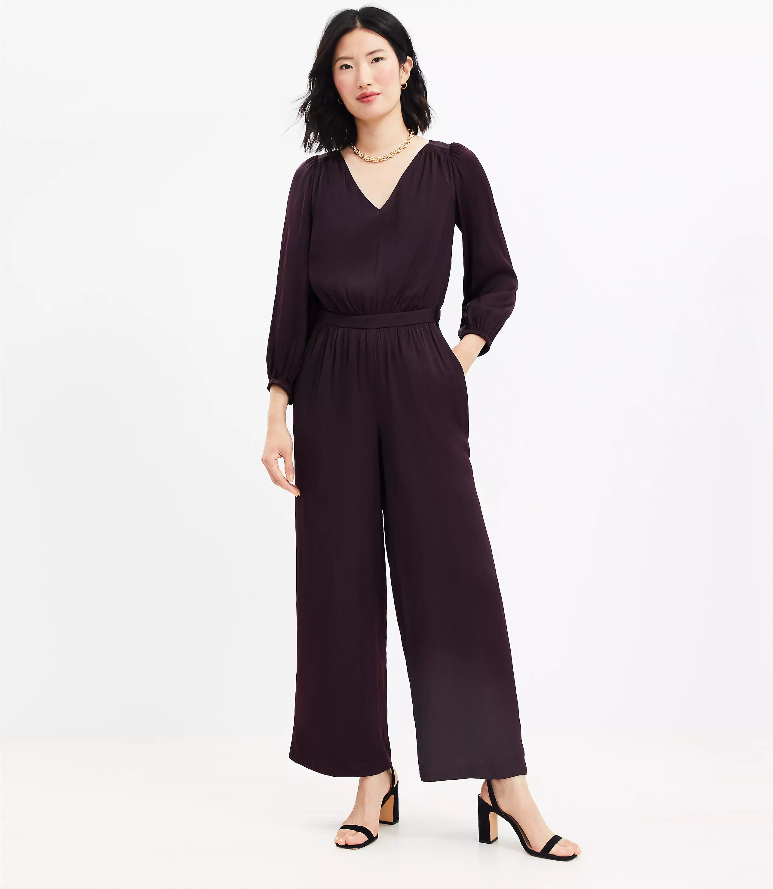 Petite Drapey V-Neck Jumpsuit | LOFT