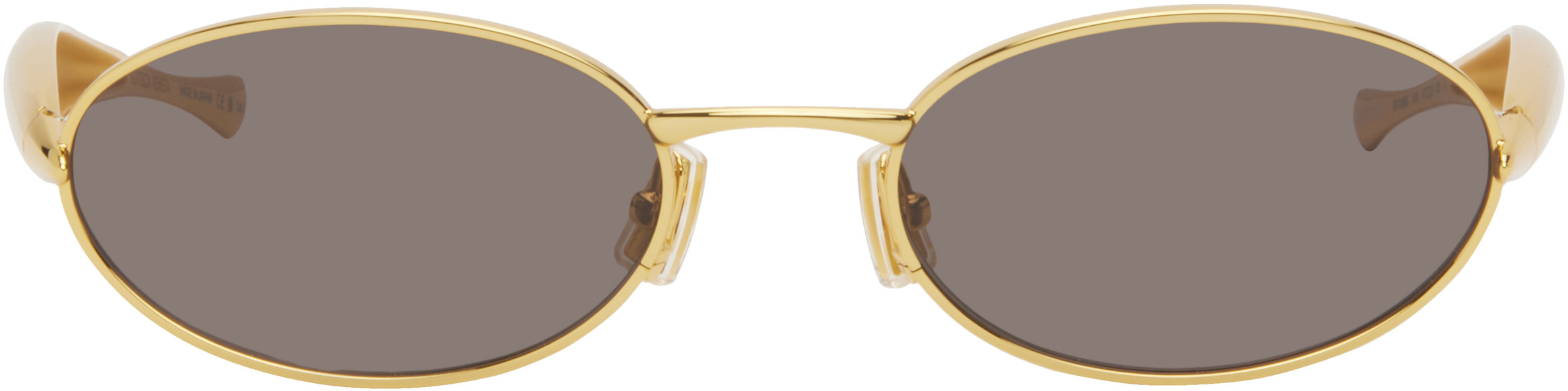 Bottega Veneta SSENSE Exclusive Gold Sardine Oval Sunglasses | SSENSE