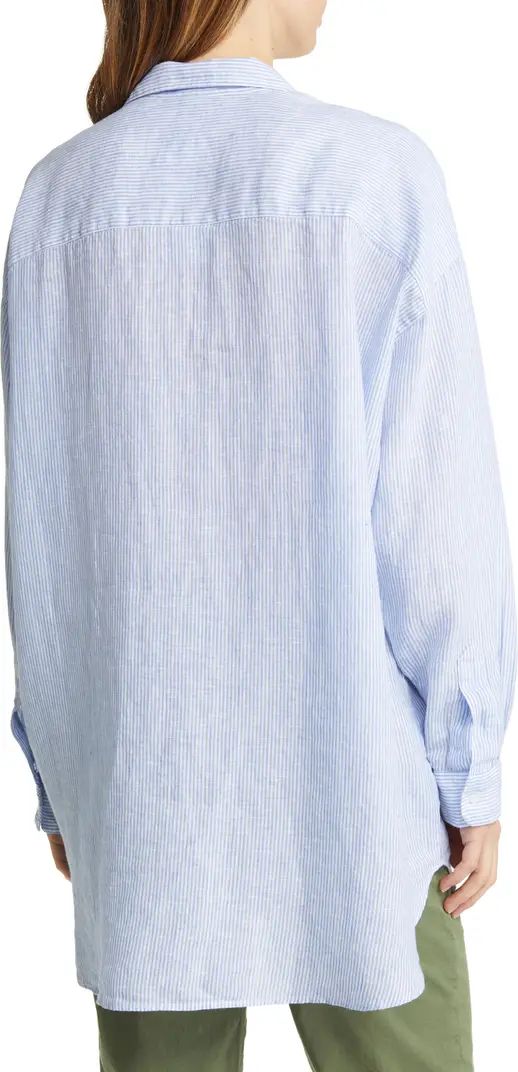 Mackenzie Stripe Oversize Linen Button-Up Shirt | Nordstrom
